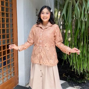 Yoenik Apparel Yujin Kemeja Brokat - Kemeja Lace Wanita - Atasan Korean Style