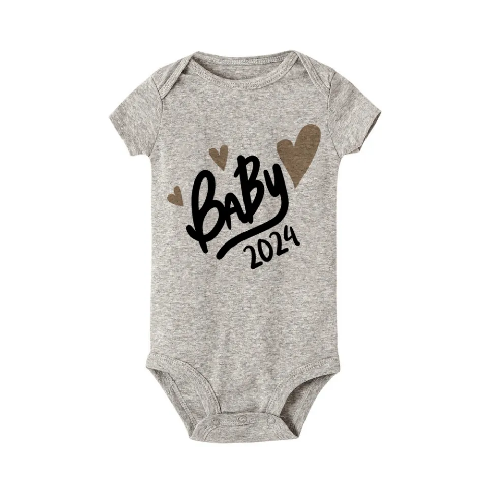 Baby Announcement Coming Soon 2024 Newborn Baby Romper Summer Boys Girls  Jumpsuit Babe Bodysuits Body Pregnancy Reveal Clothes