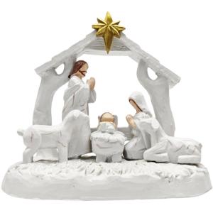 Christmas Nativity Figurines Resin Manger Holy Family Nativity Scene Statue for Xmases Indoor Home Table Decorations