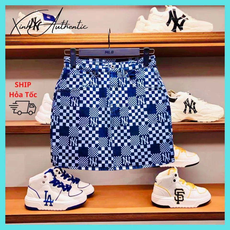 Chân Váy Mlb Wms Classic MONOGRAM Denim Skirt NEW YORK YANKEES Blue -  Authentic Sneaker