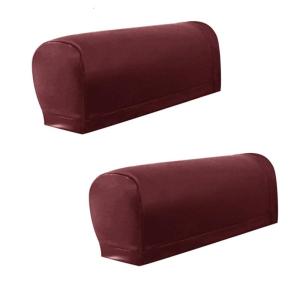 2pcs Stretchy Furniture Arm Covers + 4 Grip Pad Waterproofie PU Quick Installation Pet Friendly Home Armrest Protectors