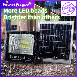 [Ship From Manila] 45W 170LED solar panel complete set lamp super bright solar street lights outdoor waterproof solar lights indoor house LED flood light remote control 30W 100LED