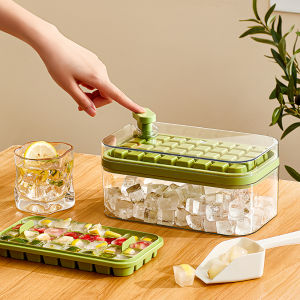 Upgraded Easy-Press Ice Cube Tray 50-Cube Silicone Mold Quick Release Leak-Proof Lid & Stackable Box for Freezer Storage
