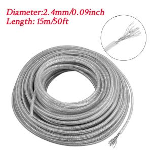 【Fast Shipping】 15M Braided Steel Trimmer Line Steel Wire Nylon Grass Trimmer Line Brushcutter Trimmer Rope Lawn Mower Cord Long Round Roll Grass Replacement
