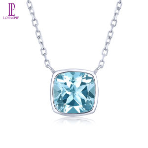 2.7 Carats Genuine Sterling Silver S925 Necklace Natural Sky Blue Topaz Gemstone Women Top Quality Jewelry Style