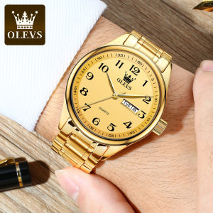 OLEVS Watch fo men Explosive models Waterproof Original Quartz Movement Stainless Steel Strap Dual Calendar Fashion Luxurious