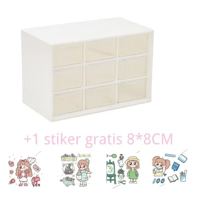 9 laci Kotak Perhiasan Kotak Penyimpanan Serbaguna Laci Mini Rak Mini Kotak Aksesoris Kotak Laci Mini Container rak mini aesthetic Laci Kecil