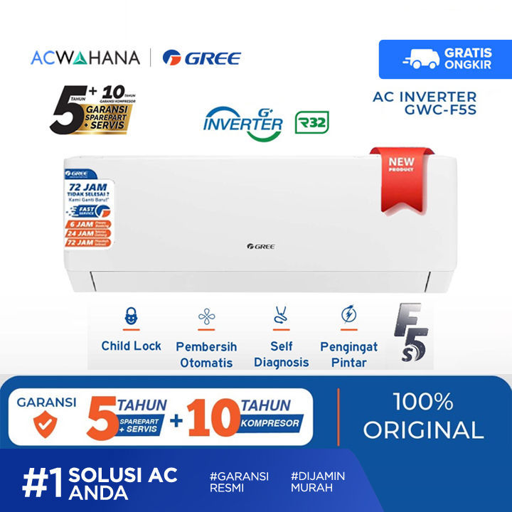 Ac Split Gree Inverter 0,5 - 2,5 PK GWC-05F5S UNIT ONLY