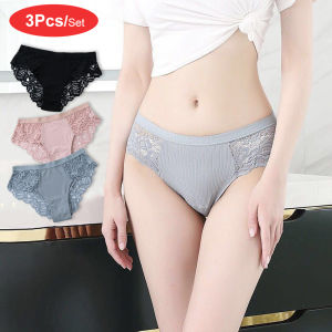 3 Pcsกางเกงผ้าฝ้ายเซ็กซี่Pantyกางเกงในกางเกงในลายลูกไม้ชุดชั้นในสตรีชุดชั้นในสําหรับสุภาพสตรีสุภาพสตรีดอกไม้Pantysกางเกงฟรีของขวัญ