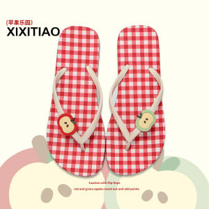 Xixitiao Dép Xỏ Ngón Kẻ Sọc Táo đỏ kỳ nghỉ màu cho bé gái dép xỏ ngón dễ thương thời trang mùa hè cho nữ Xăng đan đi biển