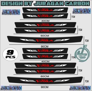9PCS SILL PLATE KARBON 3D MOBIL AYLA STICKER CARBON 3D PIJAKAN BUMPER BAGASI MOBIL DAIHATSU AYLA