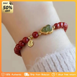 1PC Women Lucky Bracelet with Charms Pearl Red Beaded Bracelet Women Gold Plated Bring Wealth Safety Natural Stone Lucky Bracelet Bring Wealth Safety For Fashion Jewelry Festival Peace Gift