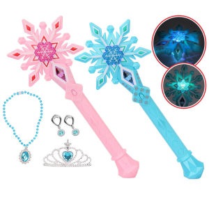 LYZRC 5pcs/set Make up set for kids Princess Dress Up Jewelry Set Accessories with Crowns Magic Stick necklace Earrings Photo Props Toys for Girls Gifts