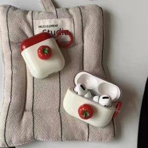 Applicable to Cute 3D Red Tomato Anti Drop Wireless Bluetooth Earphone Case Suitable for Airpods1/2/3/4/pro Fashion Earphone Accessories h260926