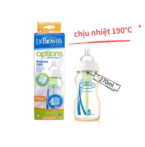 [ WB91007 ] Bình sữa Dr.Browns cổ rộng phiên bản Options nhựa PESU dung tích 270ml