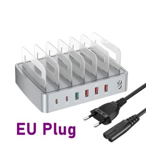 Phổ 72W 6 Cổng Đa USB PD đế sạc Qc3.0 Nhanh Chóng Sạc Đứng Bộ Sạc gắn tường Với giá đỡ điện thoại Cho điện thoại di động
