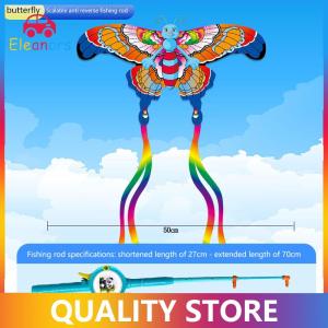 [Eleanor] 2025 New Kids Handheld Fishing Rod Kite With Tails Outdoor Interactive Toy For Fun Parent Child Activities