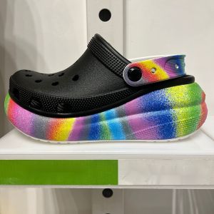 cross Crush Spray Dye Clog rainbow colors Ladies Platform Sandals#208057