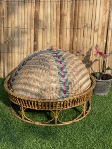 ขันโตกหวาย ขนาด 24 นิ้ว พร้อมฝาชี ขนาด 22 นิ้ว เคลือบเงาสวยงาม (คละสี)