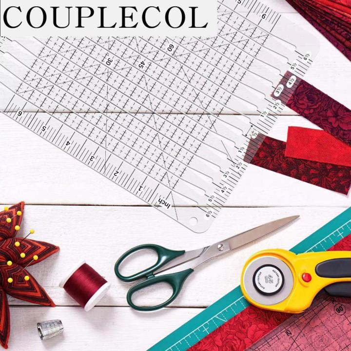 Versatile Ruler COUPLECOL Clear 5-in-1 Quilting Ruler Acrylic Cutting Assistant Fabric ...