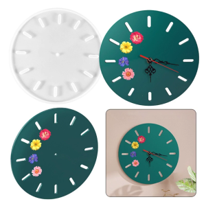 Large Clock Resin Mold Round Clock Silicone Mold Wall Hanging Mold with Pointer for Epoxy DIY Crafts Making