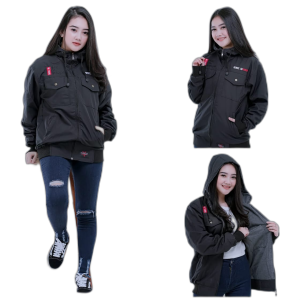 jaket Parka Wanita Premium REBEL ID/Jaket Taslan Hoodie-tosca