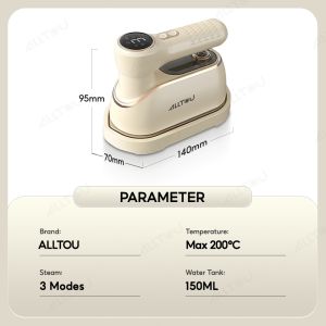 ALLTOU Steam Iron with LED Screen 1200W Garment Steamer 2-Level Ironing Machine Foldable Portable挂烫机