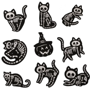 9 Pcs Skull Cats Iron On Patches Applique Patches Pumpkin Repair Patches Embroidery Patches for Jeans Bag Decoration