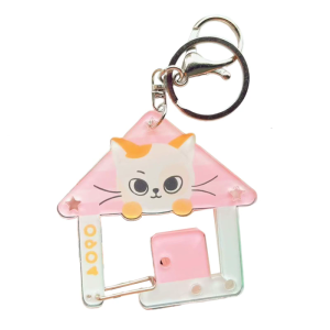 Lightweight Acrylic Pet Keychain Cartoon Character Carabiner Keyring Bag Pendant Accessories For Outdoor Enthusiasts