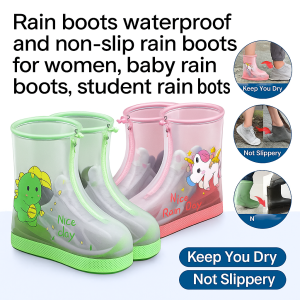 Waterproof Non-Slip Rain Shoe Cover for Spring Summer Girls Boys Students Lightweight Comfortable Outdoor Rain Boots