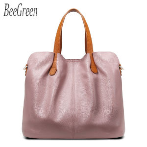 BeeGreen Women Real Leather Classic Tote Bag Elegant Commuting Handbag Large Capacity Shoulder Bag with Detachable Inner Bag