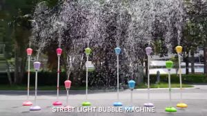 Adjustable Heights Kids Streetlight Bubble Machine Standing Bubble Maker Detachable with Light & Music