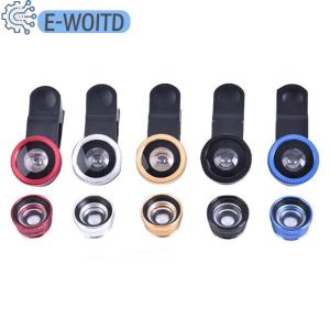 E-WOITD 3In1เลนส์โทรศัพท์กล้องทั่วไปสำหรับสมาร์ทโฟนเลนส์ฟิชอายมุมกว้างและชุดกล้องมาโครแบบคลิปสำหรับโทรศัพท์มือถือทั่วไป