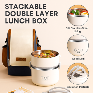 🔥Heated And Insulated Lunch Box🔥Microwaveable Stainless Steel Extra Long Insulated Lunch Box  Large Capacity Long Lasting Thermal Preservation TwoThree Layer Office Workers And Students Large Capacity
