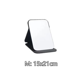 Leather folding mirror Rounded Corners Table Makeup Mirror Portable Mirrors Adjustable Desktop Foldable Black