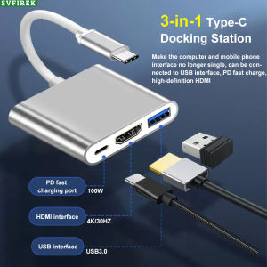 3 in 1 Type-C to HDMI USB3.0 PD Port 100W PD Fast Charger USB C to HDMI Adapter Type C Female Converter Cable Adapter Type-C to HDTV 4K Compatible with Projector Monitor TV