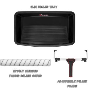 Renomax 18 Inch Paint Roller Kit -18 Paint Roller Tray Wide Paint Roller 18 Inch Kit Microfiber Nypoly Blended Fabric Paint Roller Sleeves
