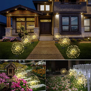 Solar LED light outdoor waterproof ground plug firework light led dandelion string light garden lawn light Christmas decoration light