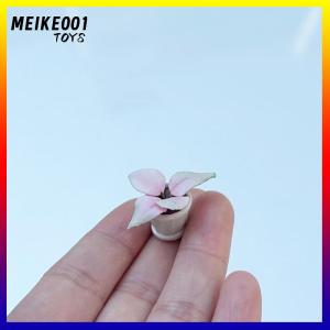 MEIKE001 2PCS 1:12 Dollhouse Furniture Accessories Scenery Decoration Mini Plants Small Flower Pots Interior Decoration Clay