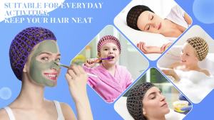 Geyoga 2 Pcs Mesh Hair Net Rayon Crochet Snood Sleep Caps