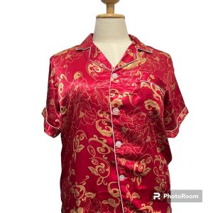 AO Clothing Shop ชุดนอนผ้าซาติน รอบอก46นิ้ว ชุดนอนแขนสั้นขายาว ชุดนอนไซส์ใหญ่ ชุดนอนผู้ชาย