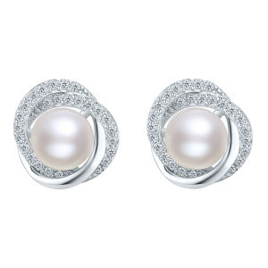 ZHOU LIU FU 周六福 925 Silver Earring Freshwater Pearl Earrings Korean Stud Earrings with Jewelry Box X0910920