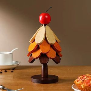 YESMILE Tree Shape Coaster Heat Resistant Solid Wood Insulation Mat Creative Home Ornament Pot Mat Dining Table
