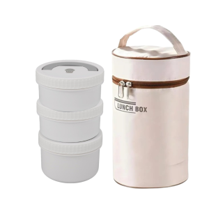 IQONICA Stainless Steel Lunch Box Set with Insulated Carry Bag Leak-Proof Bento Food Container for Work/Sc