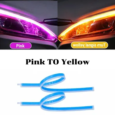 ไพร้อมไฟเลี้ยว 2เส้น ไฟเดย์ไลท์ LED แบบวิ่ง พร้อมไฟเลี้ยว 60cm แต่งหน้ารถ ไฟวิ่งกลางวันสองสี ไฟน้ำตา ลำแสงไฟเลี้ยว แบบวิ่ง กลางวันไฟตัดหมอก หลอดไฟ LED หลอดไฟ บางเฉียบชั้นนำ สว่างมาก ไฟเพิ่มสีสันให้รถ