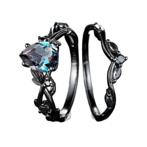 2pcs Sophisticated Aquamarine Rings for Fashionable Women Comfortable Wear Blue Gemstones Rings Ladies Accessories
