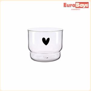 E.B. Transparent Smile and Love Glass Cup 300ml Heat Resistant