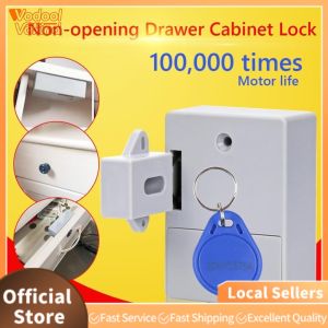 Smart RFID Lock for Shoe Cabinets and Drawers Digital Door Lock with Invisible Sensor in White