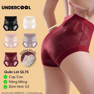 Quần Lót Cạp Cao Lụa Ren Nữ UNDERCOOL Kháng Khuẩn Nâng Mông Gen Bụng Định Hình V2 Mặc Váy Không Lộ Viền QL75