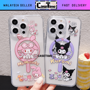 IPH 11 12 13 14 15 Pro Max Cute Cartoon Magnetic Wireless Charging Melody Kuromi Transparent Soft Stand Case 手机壳